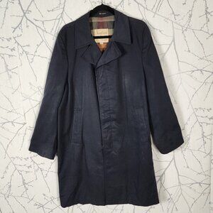 Croydon Avant Garde VTG Navy Plaid Lined Trench Coat